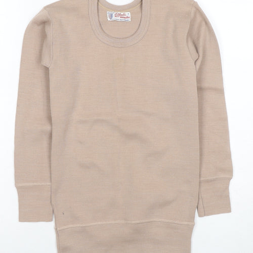 Effedi Beige Boys Pullover Long Sleeve Jumper, Round Neck, Size 7