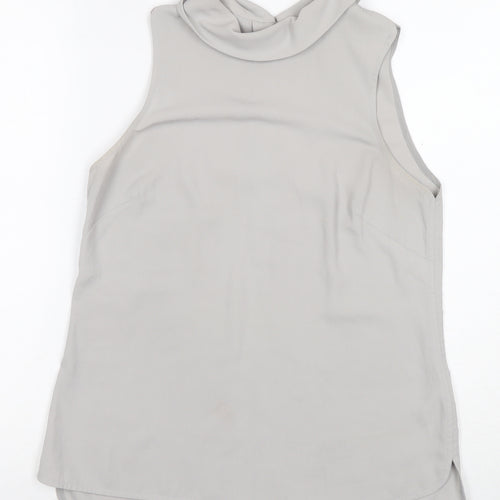 Coast Women Silver Cowl Neck Sleeveless Top Size 8