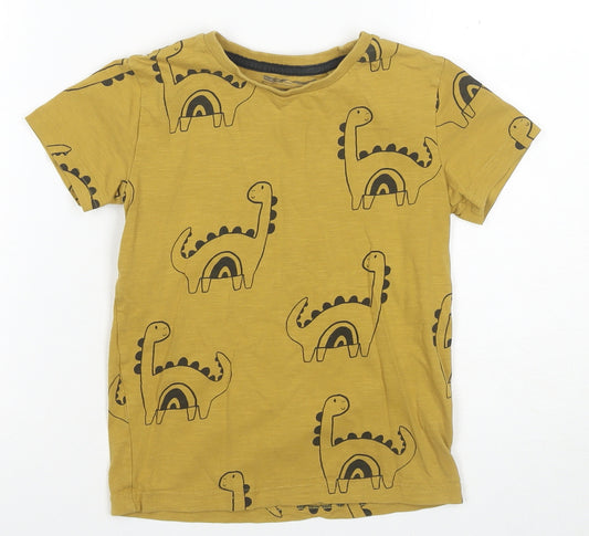 Next Boys Yellow Dinosaur T-Shirt, Size 5-6 Years, Cotton Casual