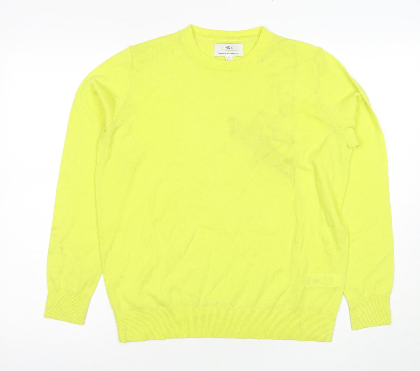 Marks and Spencer Women's Yellow Merino Pullover Jumper