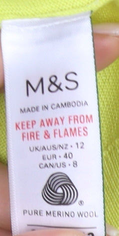 Marks and Spencer Women's Yellow Merino Pullover Jumper