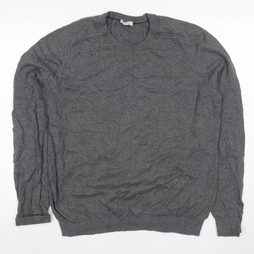 Gap Men's Grey Pullover Jumper - L, Cotton Cashmere