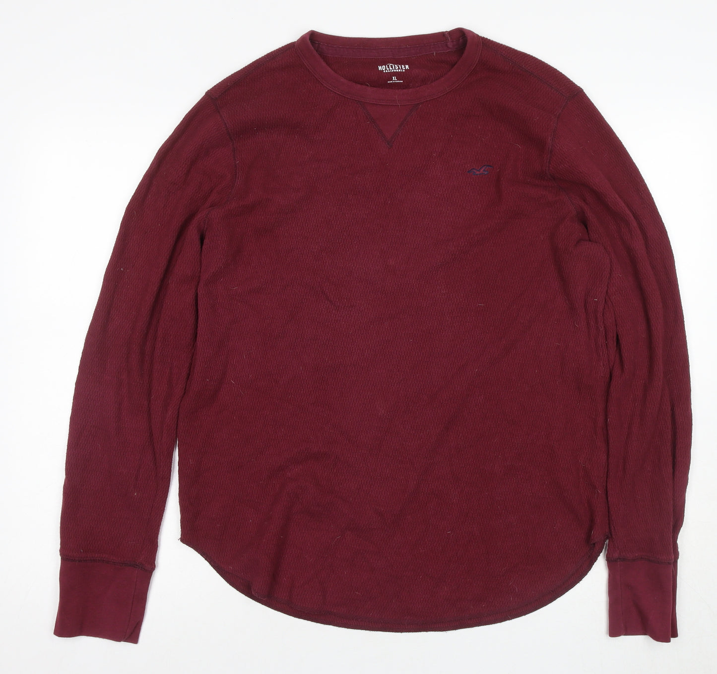 Hollister Men's XL Red Long Sleeve Crew T-Shirt