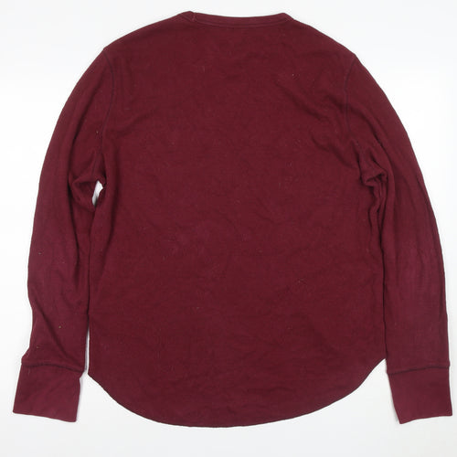 Hollister Men's XL Red Long Sleeve Crew T-Shirt