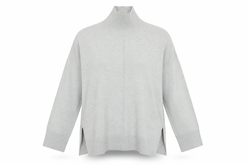 Front view of French Connection Women's Grey XL High Neck Jumper
