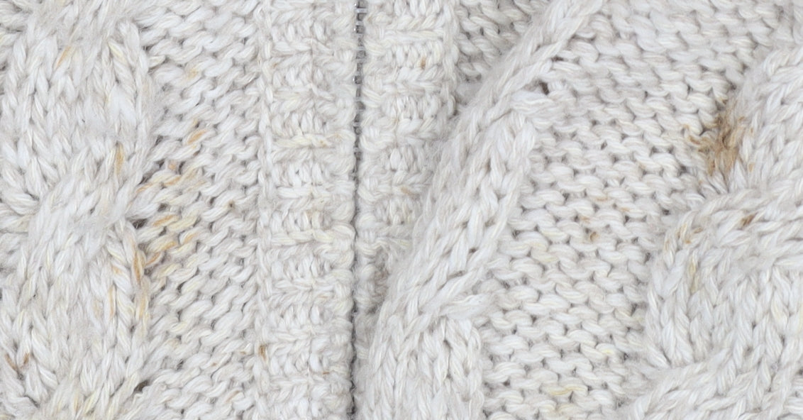 Les Copains Mens Beige Full Zip Cable-Knit Jumper Size S