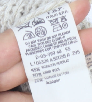 Les Copains Mens Beige Full Zip Cable-Knit Jumper Size S