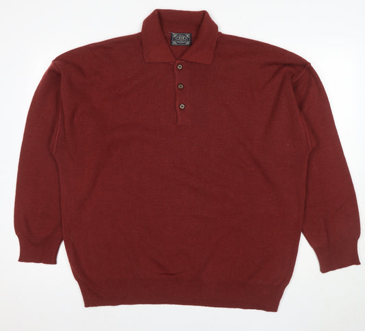 P.F.M Principles For Men Red XL Wool Acrylic Henley Jumper