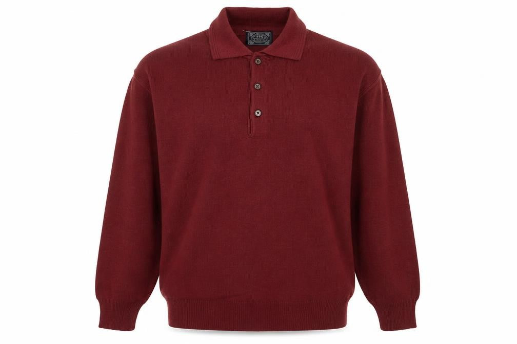 P.F.M Principles For Men Red XL Wool Acrylic Henley Jumper
