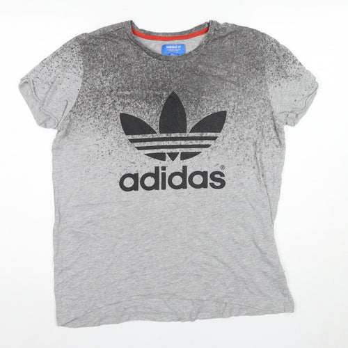 Adidas Men's Grey Graphic T-Shirt, Size 12