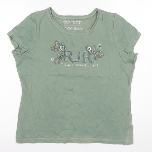 RJR John Rocha Women's Green T-Shirt, Size 16