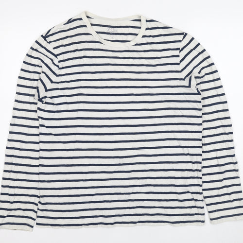 J.Crew Women's Blue Striped T-Shirt L