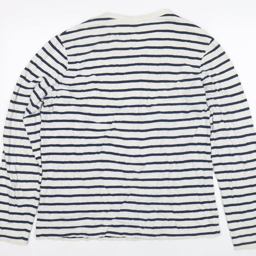 J.Crew Women's Blue Striped T-Shirt L