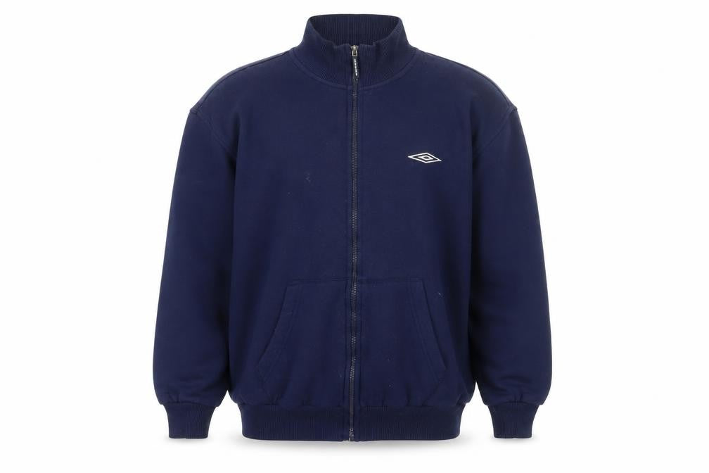 Front view of Umbro boys’ blue full zip sweatshirt -, size S