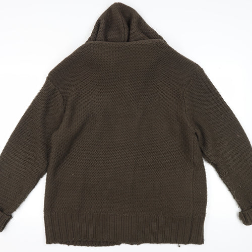Peter Smith Men's Brown XL Chunky Full Zip Jumper