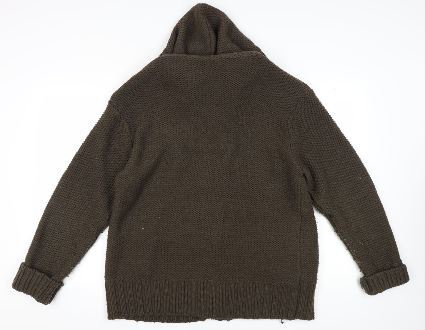 Peter Smith Men's Brown XL Chunky Full Zip Jumper