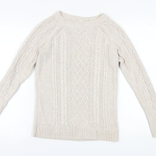 Gap Women's Ivory Cable-Knit Pullover Jumper S