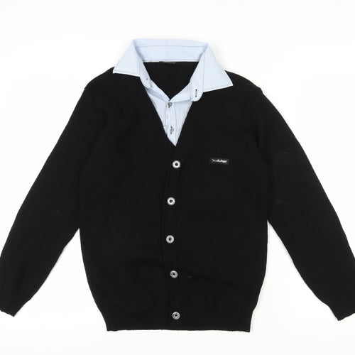 Dülger Boys Black XL V-Neck Cardigan