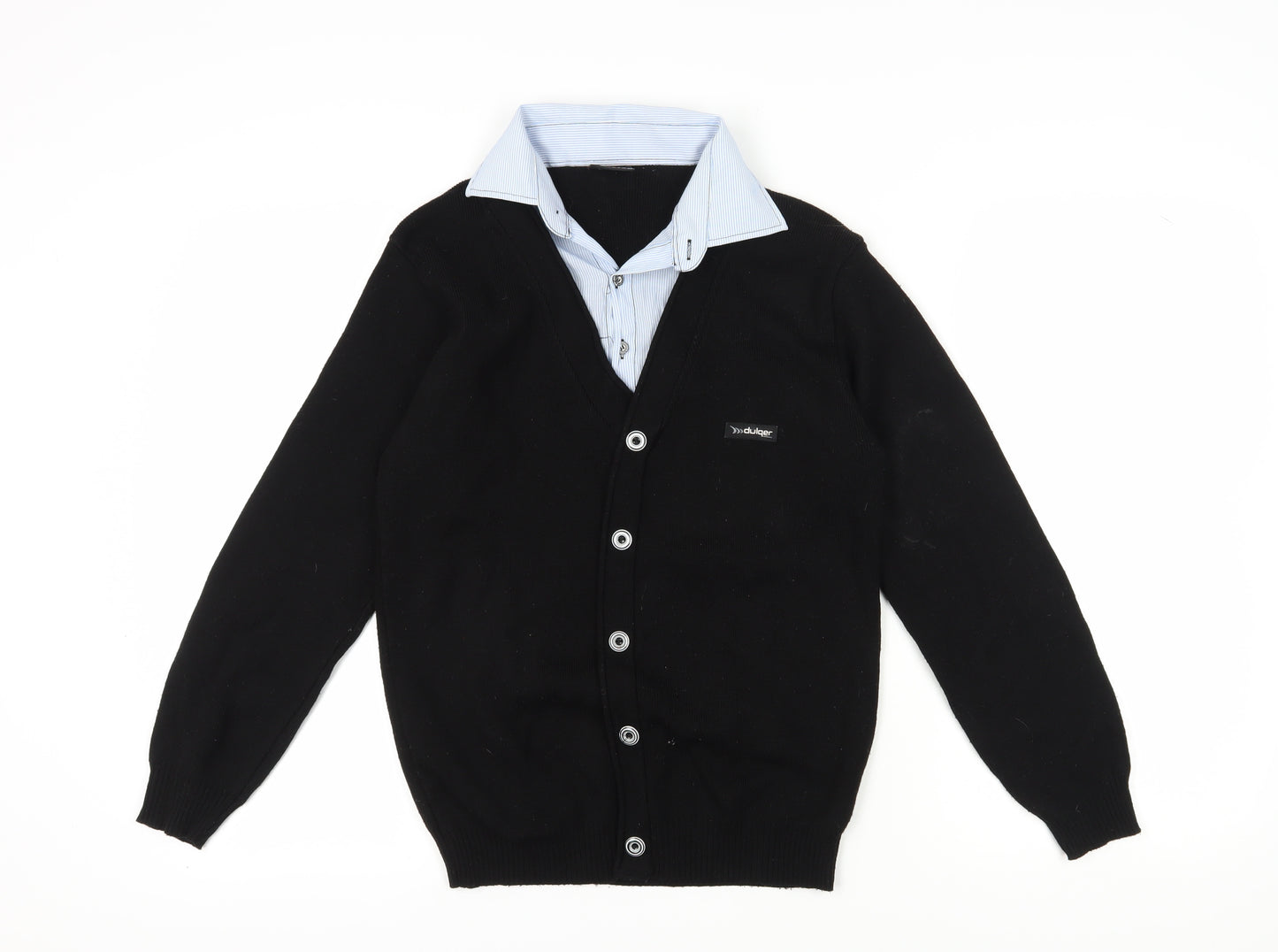 Dülger Boys Black XL V-Neck Cardigan