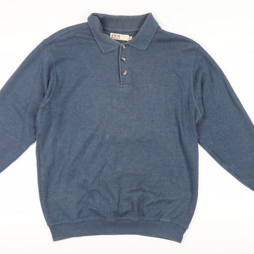 EWM Men's Blue Henley Sweatshirt - Size S