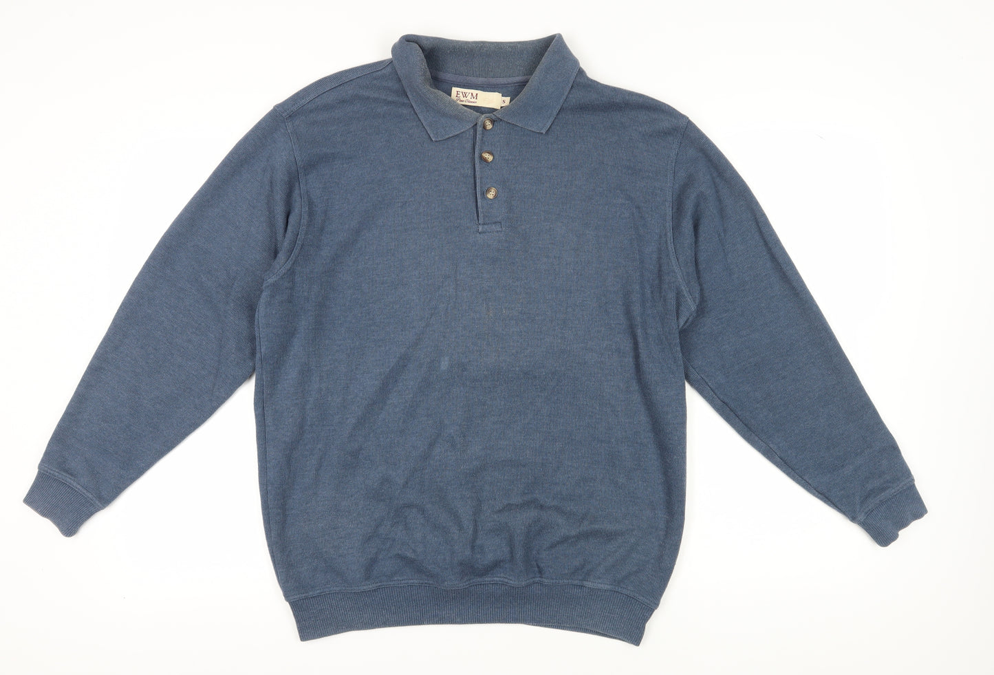 EWM Men's Blue Henley Sweatshirt - Size S
