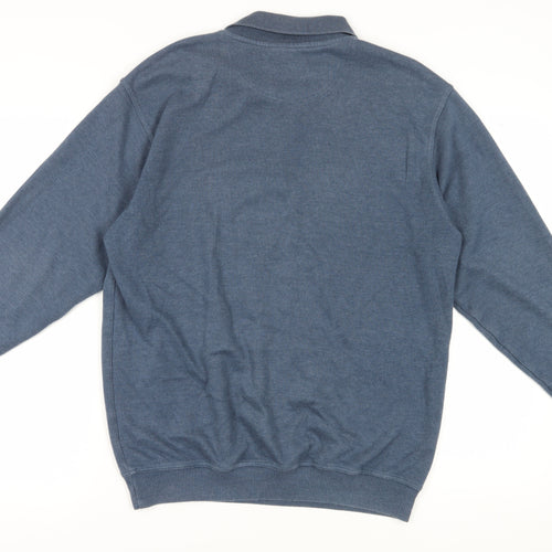 EWM Men's Blue Henley Sweatshirt - Size S