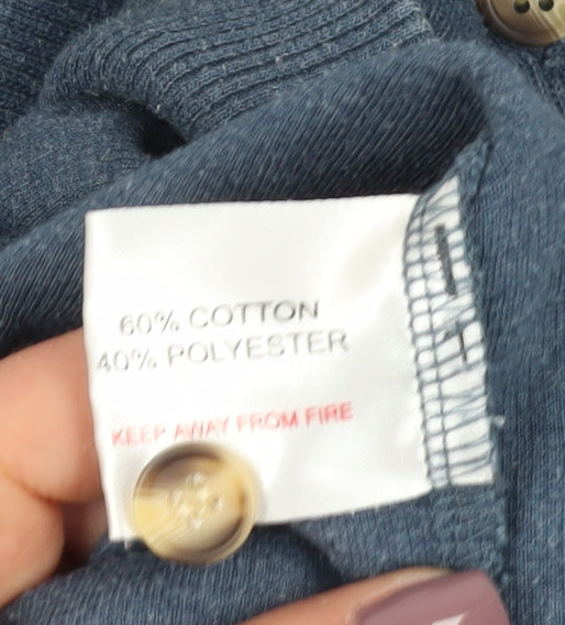 EWM Men's Blue Henley Sweatshirt - Size S