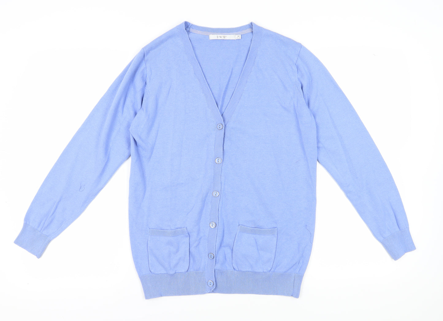 EWM Women's Blue V-Neck Cardigan M Lightweight