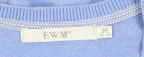 EWM Women's Blue V-Neck Cardigan M Lightweight