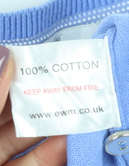 EWM Women's Blue V-Neck Cardigan M Lightweight