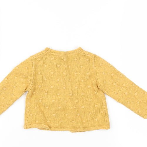 JoJo Maman Bébé Girls Yellow Cardigan 12-18M Knit Button