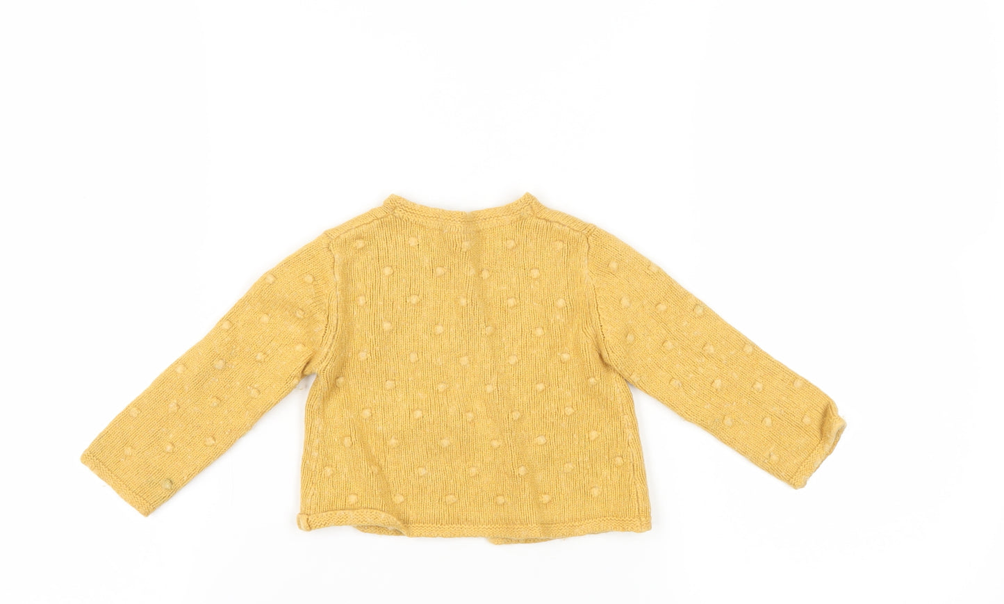 JoJo Maman Bébé Girls Yellow Cardigan 12-18M Knit Button