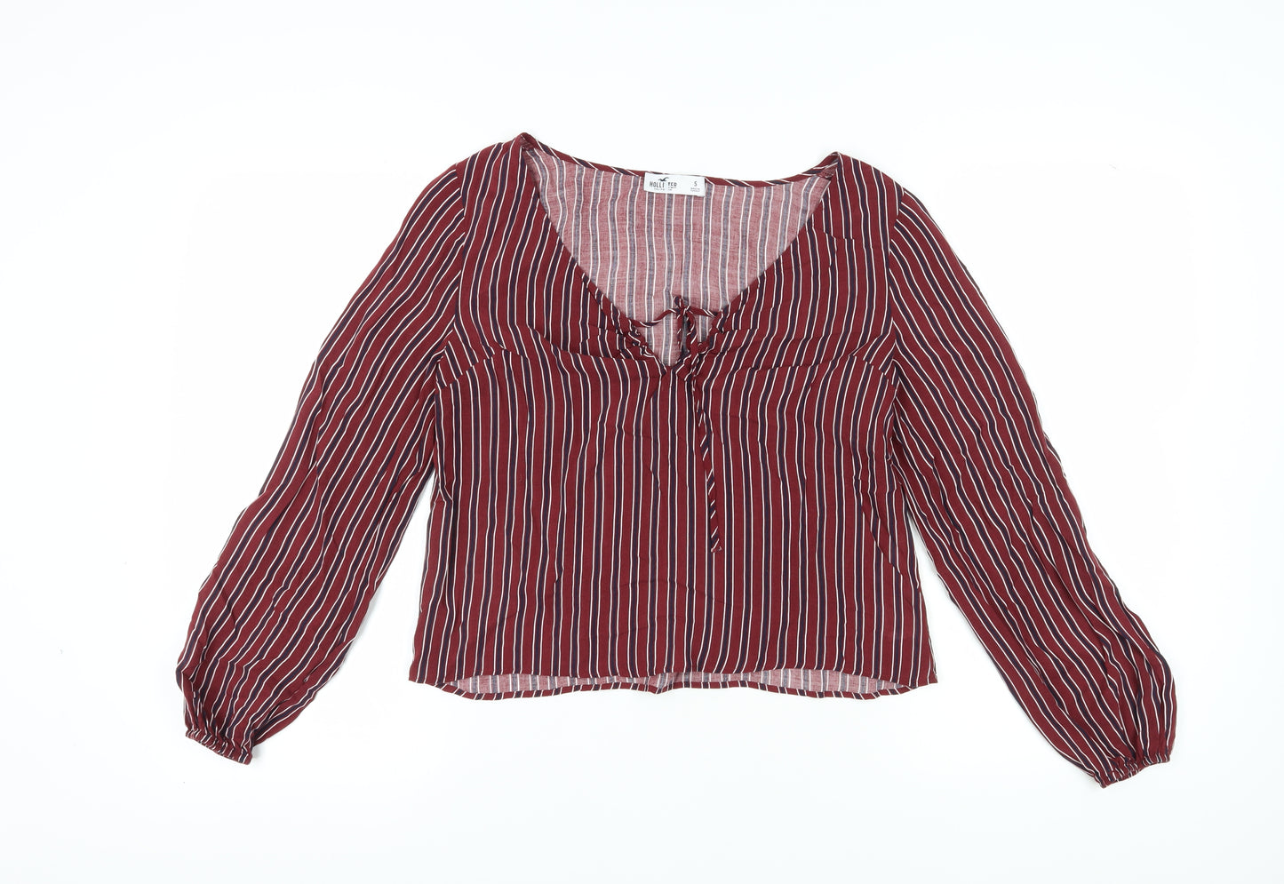 Hollister Women's Red Striped Cropped Blouse