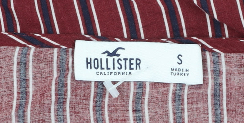 Hollister Women's Red Striped Cropped Blouse