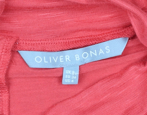 Oliver Bonas Women's Red Blouse Size 8 High Neck