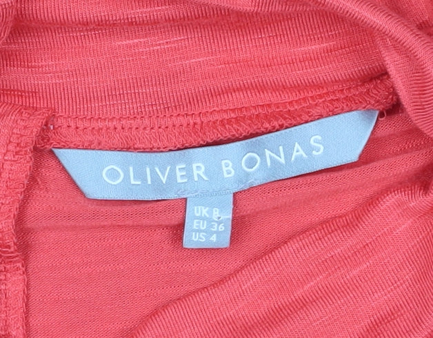 Oliver Bonas Women's Red Blouse Size 8 High Neck
