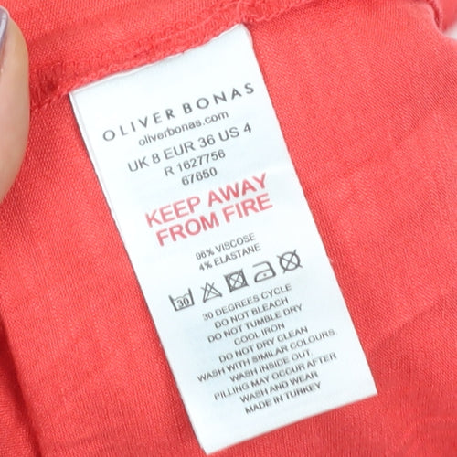 Oliver Bonas Women's Red Blouse Size 8 High Neck