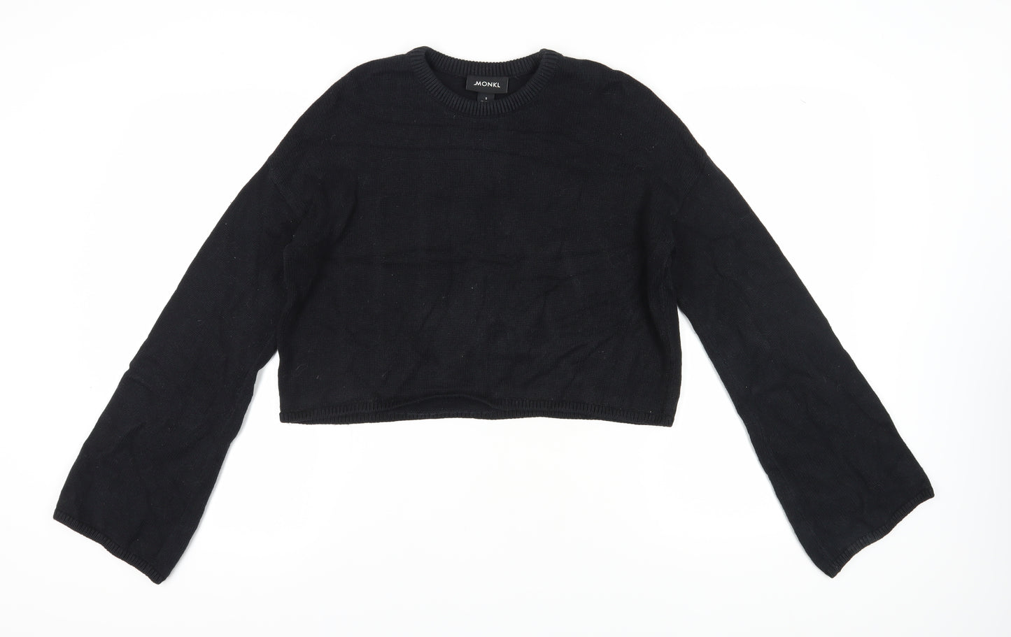 Monki Women's Black Crew Neck Cotton Jumper