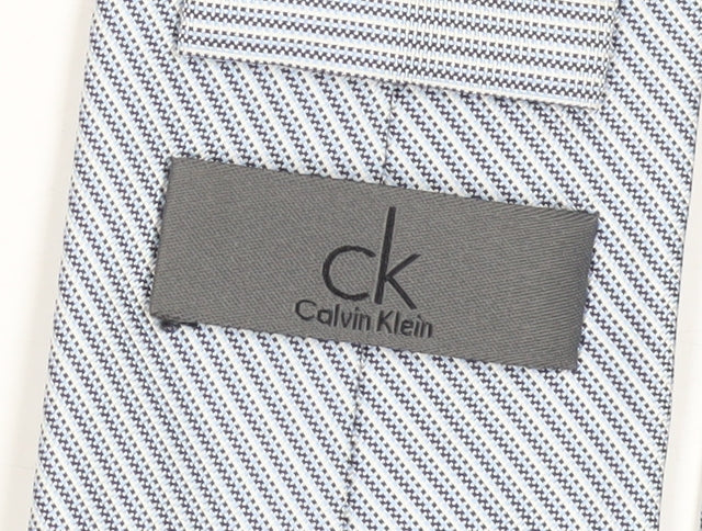 Calvin Klein Men's Blue Silk Striped Slim Tie