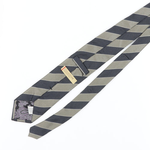 Marks and Spencer Men's Black Striped Silk Tie 176 Herringbone