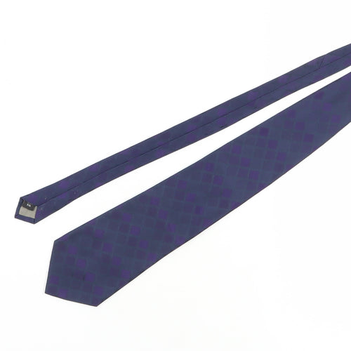 Thomas Nash Men's Purple Checked Silk Tie