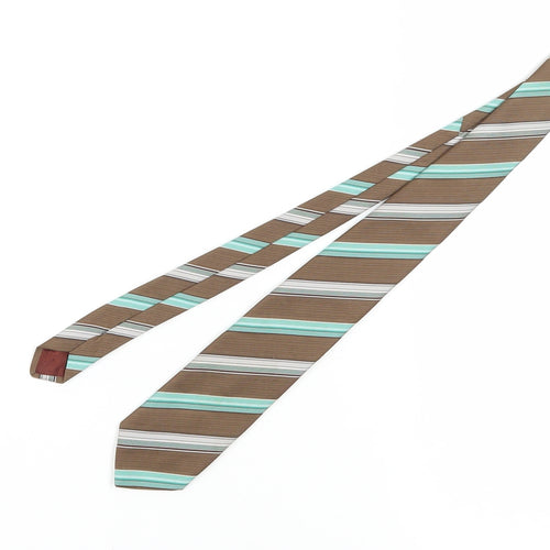 Hardy Amies Brown Aqua Striped Men's Vintage Tie