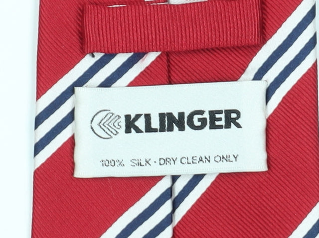 Klinger Men's Red Striped Silk Tie