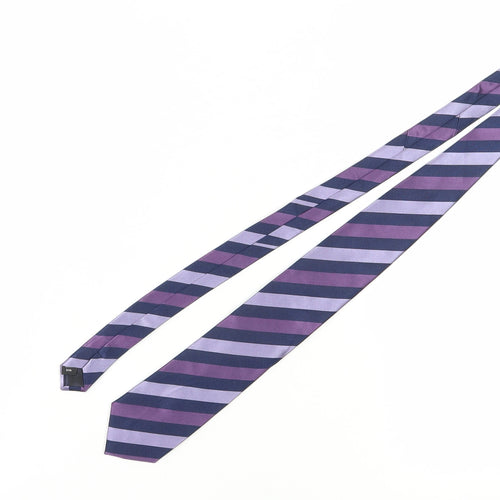 Savile Row Men's Purple Striped Silk Tie