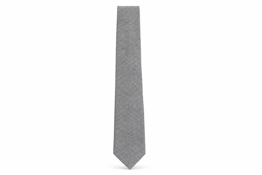 Front view of Savile Row Men's Black Houndstooth Silk Tie
