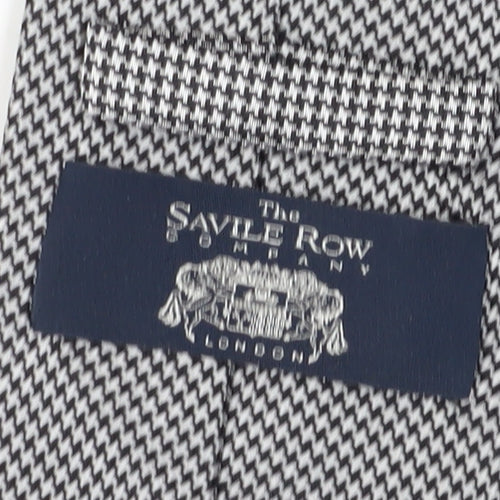 Savile Row Men's Black Houndstooth Silk Tie