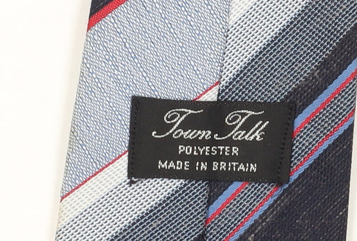 Town Talk Men's Blue Slim Striped Tie - Polyester
