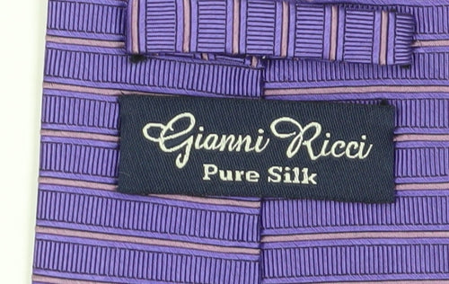 Gianni Ricci Men's Purple Striped Silk Tie, New
