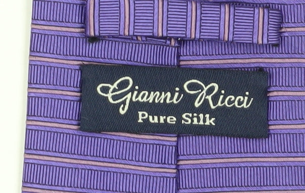 Gianni Ricci Men's Purple Striped Silk Tie, New