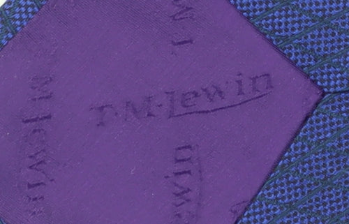 TM Lewin Men's Blue Silk Herringbone Tie